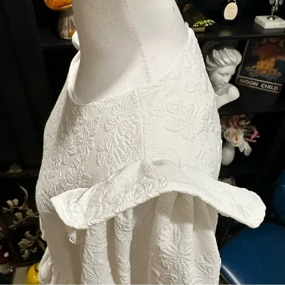 Anthropologies Free the Roses White Rose Tiered Blouse Size M